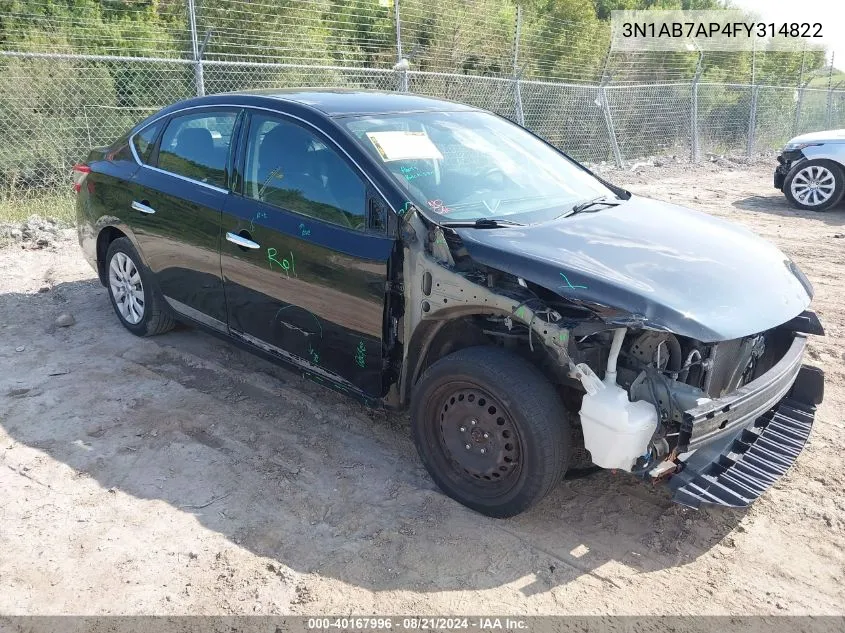 2015 Nissan Sentra S VIN: 3N1AB7AP4FY314822 Lot: 40167996