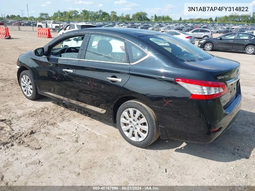 2015 Nissan Sentra S VIN: 3N1AB7AP4FY314822 Lot: 40167996