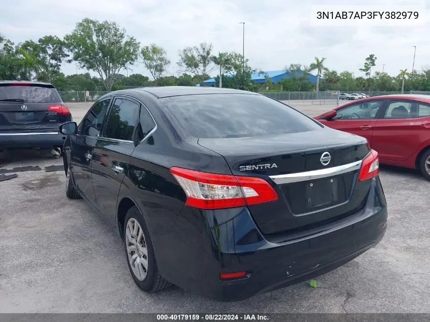 2015 Nissan Sentra S VIN: 3N1AB7AP3FY382979 Lot: 40179159