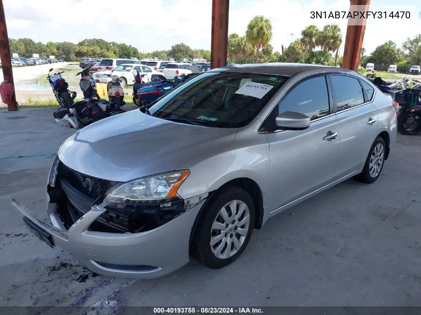 2015 Nissan Sentra Fe+ S/S/Sl/Sr/Sv VIN: 3N1AB7APXFY314470 Lot: 40193755