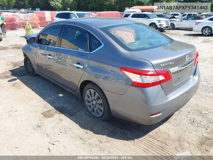 2015 Nissan Sentra S VIN: 3N1AB7APXFY341443 Lot: 40196254