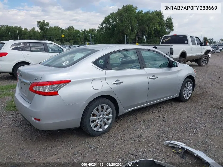 2015 Nissan Sentra Fe+ S/S/Sl/Sr/Sv VIN: 3N1AB7AP0FY288669 Lot: 40201415