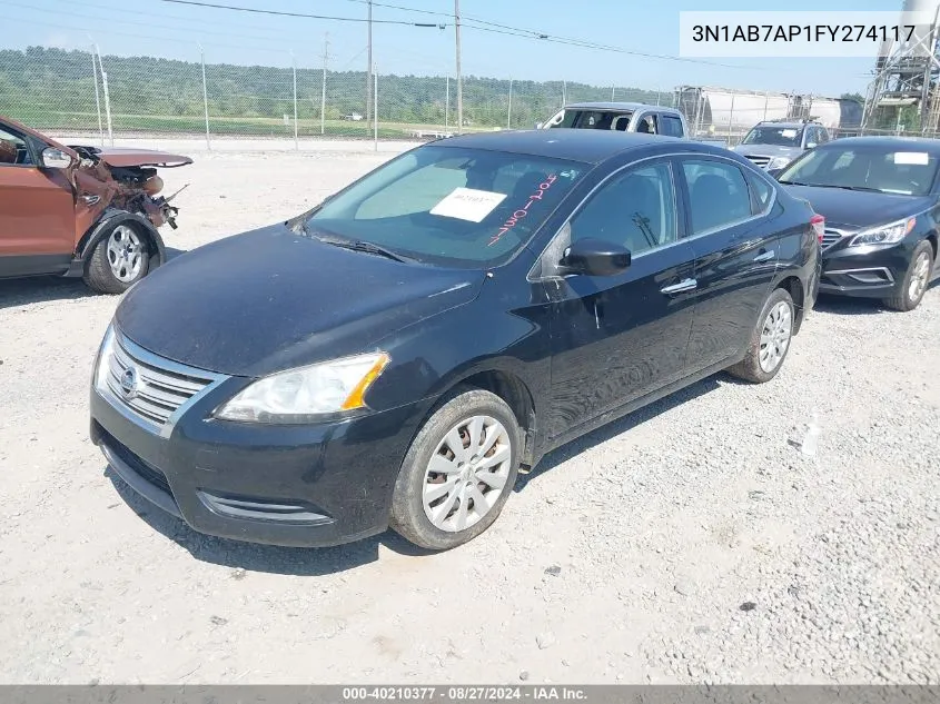 2015 Nissan Sentra Sv VIN: 3N1AB7AP1FY274117 Lot: 40210377