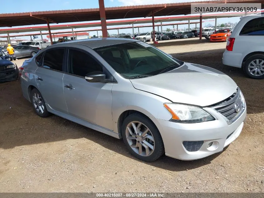 2015 Nissan Sentra Sr VIN: 3N1AB7AP9FY361909 Lot: 40215007