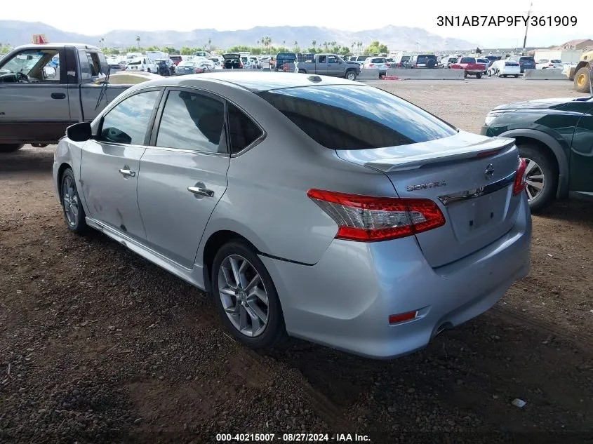 2015 Nissan Sentra Sr VIN: 3N1AB7AP9FY361909 Lot: 40215007