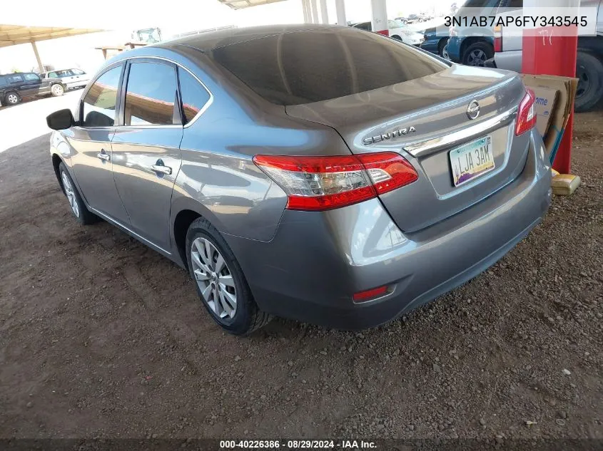 2015 Nissan Sentra S VIN: 3N1AB7AP6FY343545 Lot: 40226386