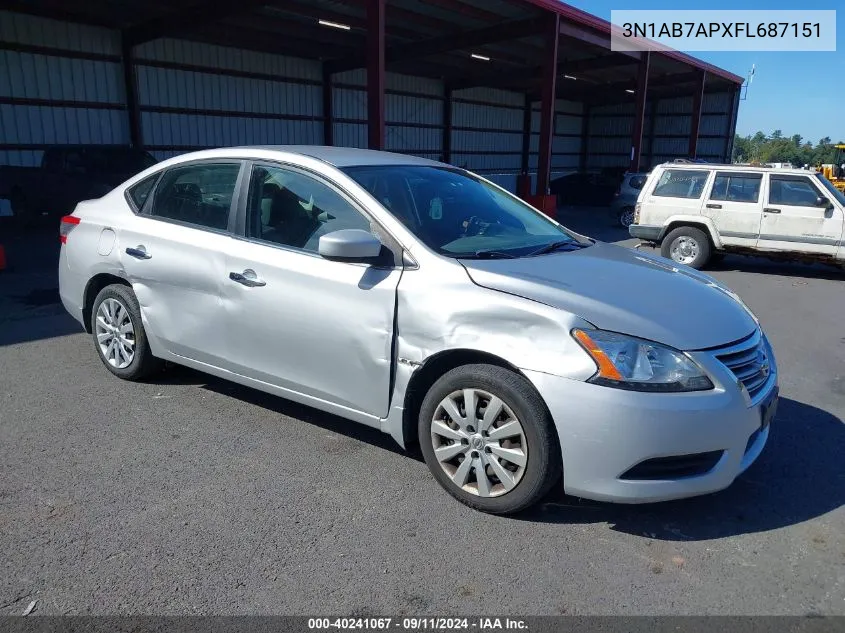 3N1AB7APXFL687151 2015 Nissan Sentra S/Sv/Sr/Sl