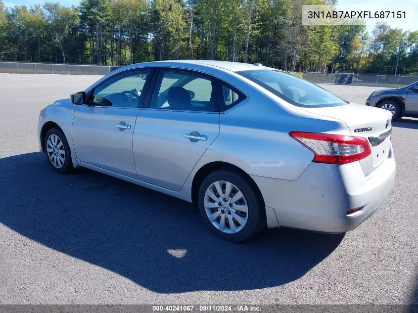 2015 Nissan Sentra S/Sv/Sr/Sl VIN: 3N1AB7APXFL687151 Lot: 40241067