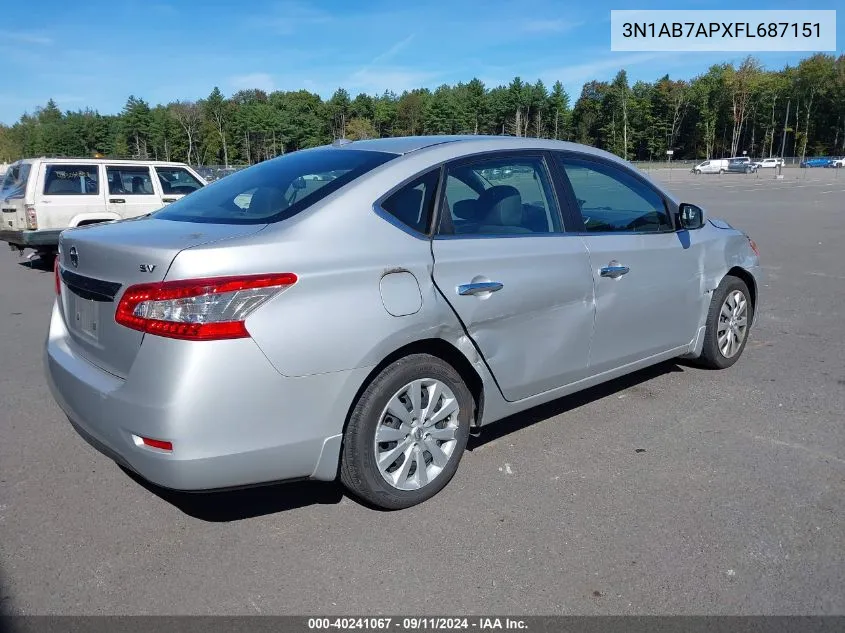 3N1AB7APXFL687151 2015 Nissan Sentra S/Sv/Sr/Sl