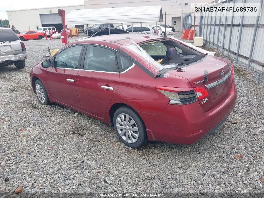 2015 Nissan Sentra Sv VIN: 3N1AB7AP4FL689736 Lot: 40242239