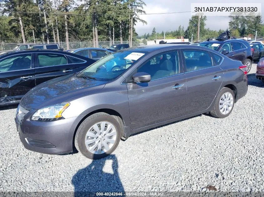 3N1AB7APXFY381330 2015 Nissan Sentra Sv