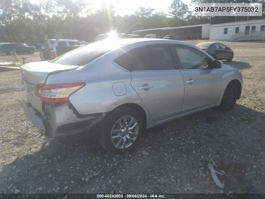 2015 Nissan Sentra S VIN: 3N1AB7AP5FY375032 Lot: 40243803