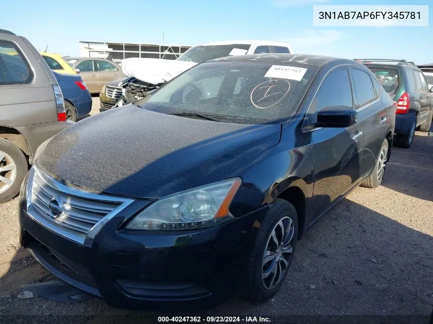 2015 Nissan Sentra S VIN: 3N1AB7AP6FY345781 Lot: 40247362