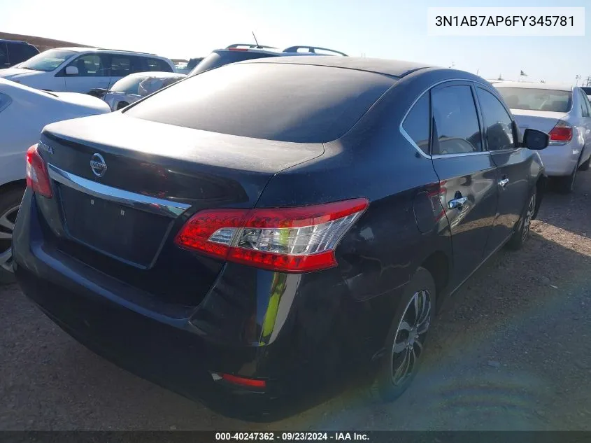 2015 Nissan Sentra S VIN: 3N1AB7AP6FY345781 Lot: 40247362