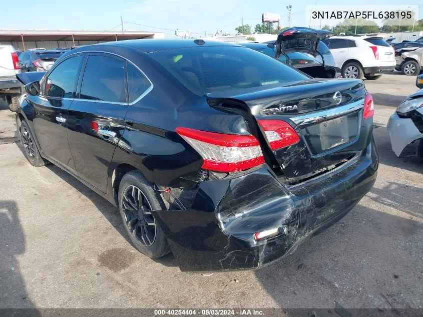 2015 Nissan Sentra Fe+ S/S/Sl/Sr/Sv VIN: 3N1AB7AP5FL638195 Lot: 40254404