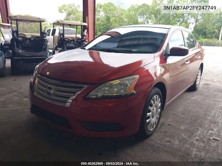 2015 Nissan Sentra Fe+ S/S/Sl/Sr/Sv VIN: 3N1AB7AP2FY247749 Lot: 40262989