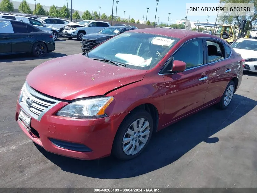 2015 Nissan Sentra Fe+ S/S/Sl/Sr/Sv VIN: 3N1AB7AP9FL653198 Lot: 40265109