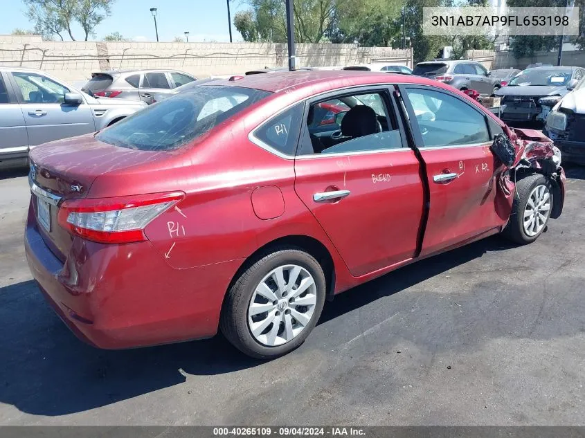 2015 Nissan Sentra Fe+ S/S/Sl/Sr/Sv VIN: 3N1AB7AP9FL653198 Lot: 40265109