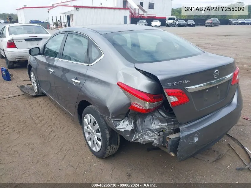 2015 Nissan Sentra S VIN: 3N1AB7AP2FY255009 Lot: 40265730