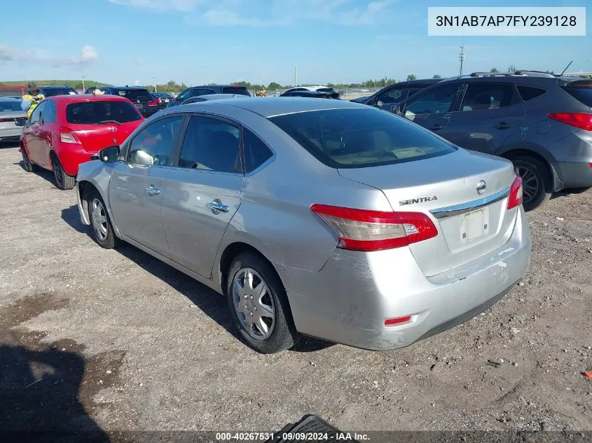 2015 Nissan Sentra Fe+ S/S/Sl/Sr/Sv VIN: 3N1AB7AP7FY239128 Lot: 40267531