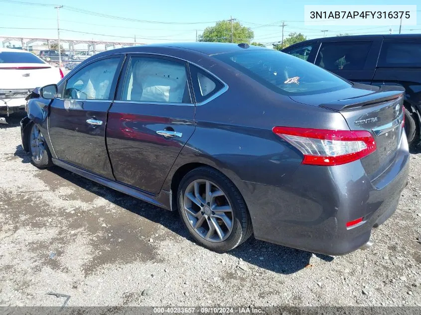 2015 Nissan Sentra Sr VIN: 3N1AB7AP4FY316375 Lot: 40283657