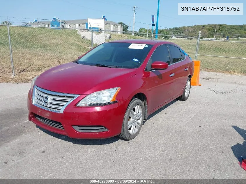 2015 Nissan Sentra Sv VIN: 3N1AB7AP7FY318752 Lot: 40290909