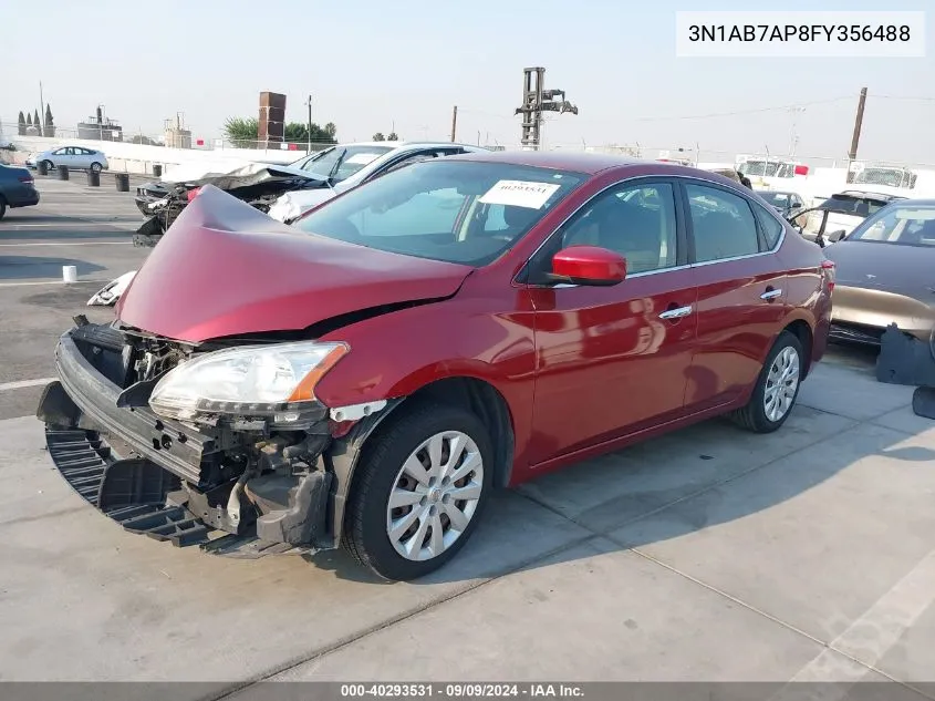 2015 Nissan Sentra Sv VIN: 3N1AB7AP8FY356488 Lot: 40293531