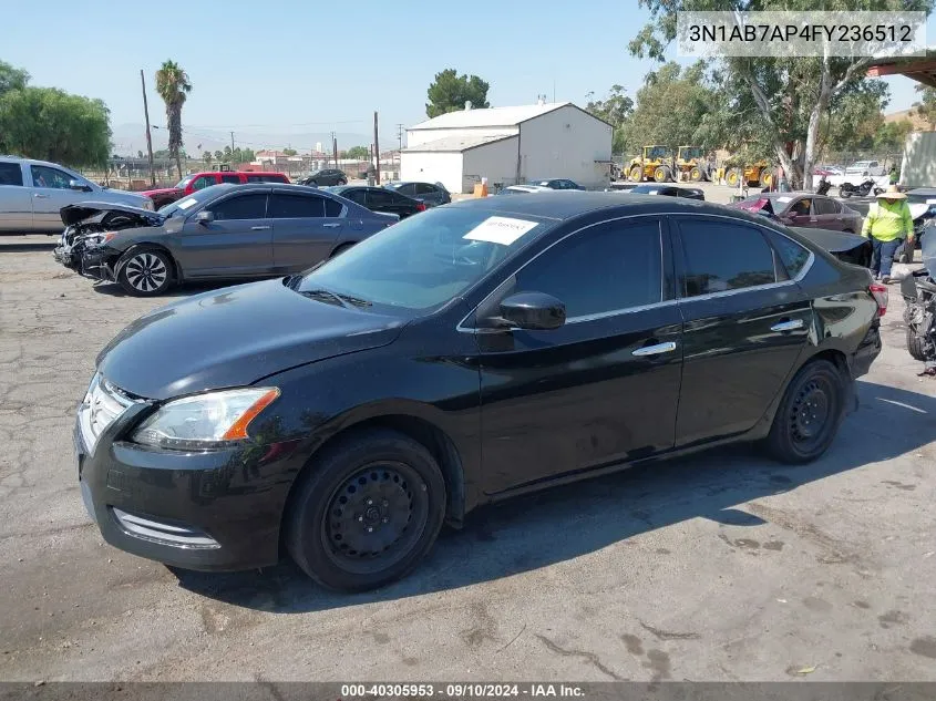 2015 Nissan Sentra S/Sv/Sr/Sl VIN: 3N1AB7AP4FY236512 Lot: 40305953