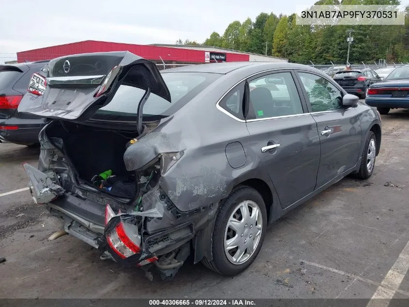 2015 Nissan Sentra S VIN: 3N1AB7AP9FY370531 Lot: 40306665