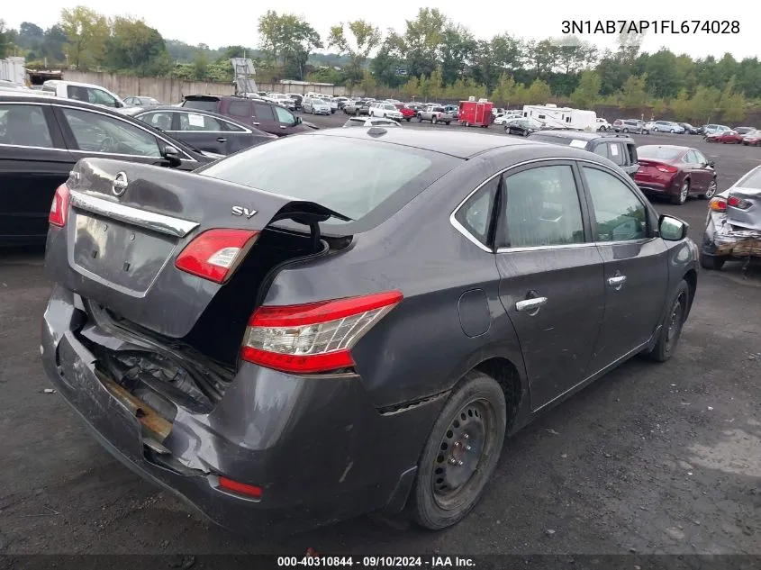 2015 Nissan Sentra S/Sv/Sr/Sl VIN: 3N1AB7AP1FL674028 Lot: 40310844