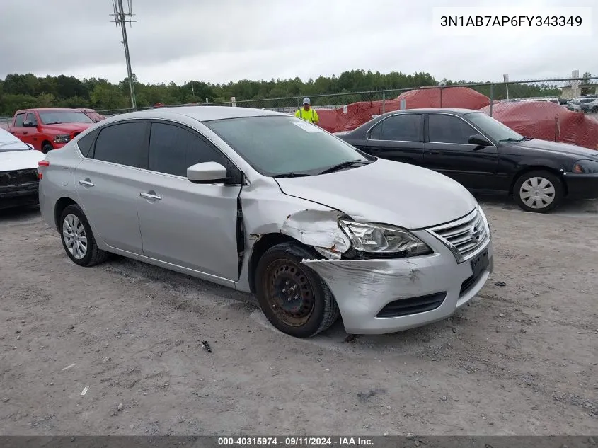 2015 Nissan Sentra S VIN: 3N1AB7AP6FY343349 Lot: 40315974