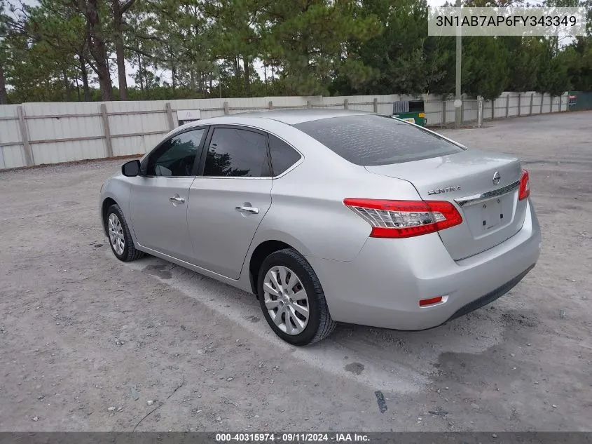 2015 Nissan Sentra S VIN: 3N1AB7AP6FY343349 Lot: 40315974