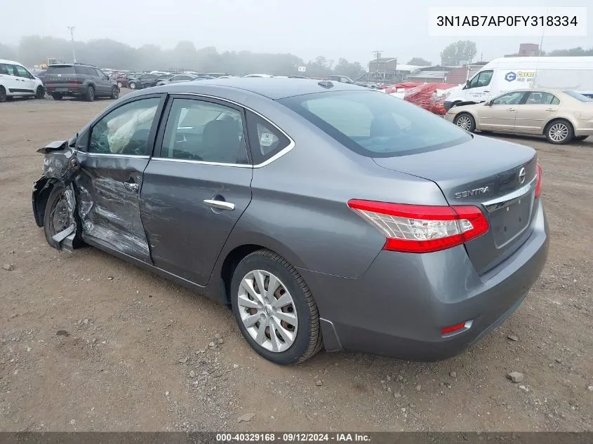 2015 Nissan Sentra Sv VIN: 3N1AB7AP0FY318334 Lot: 40329168