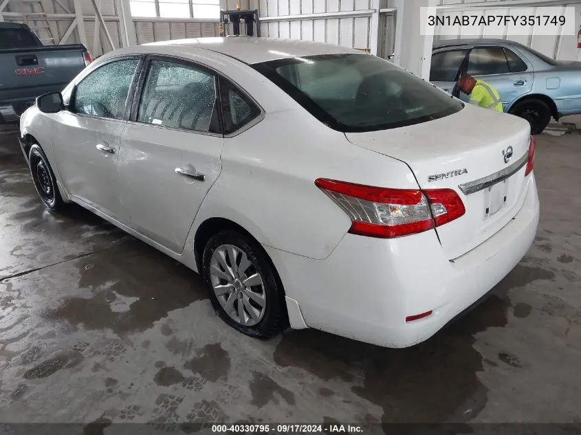 2015 Nissan Sentra S VIN: 3N1AB7AP7FY351749 Lot: 40330795