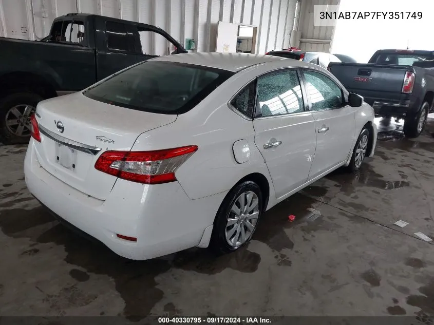 2015 Nissan Sentra S VIN: 3N1AB7AP7FY351749 Lot: 40330795