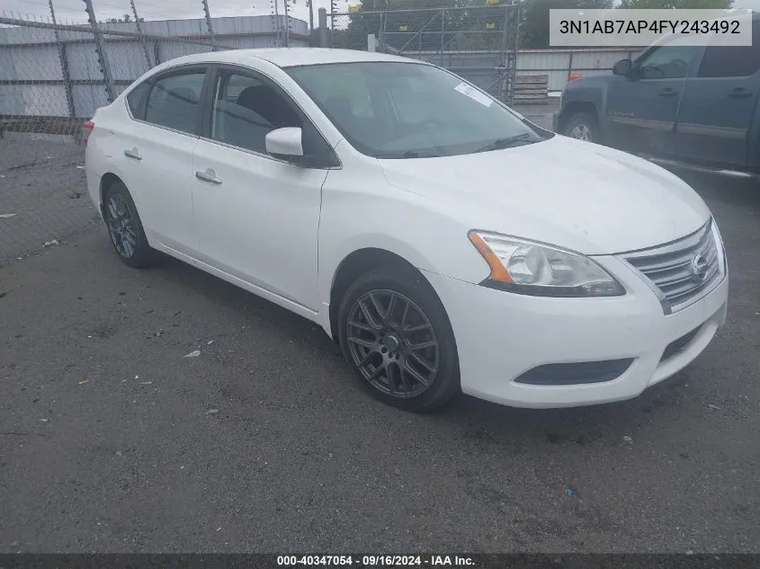 2015 Nissan Sentra Fe+ S/S/Sl/Sr/Sv VIN: 3N1AB7AP4FY243492 Lot: 40347054