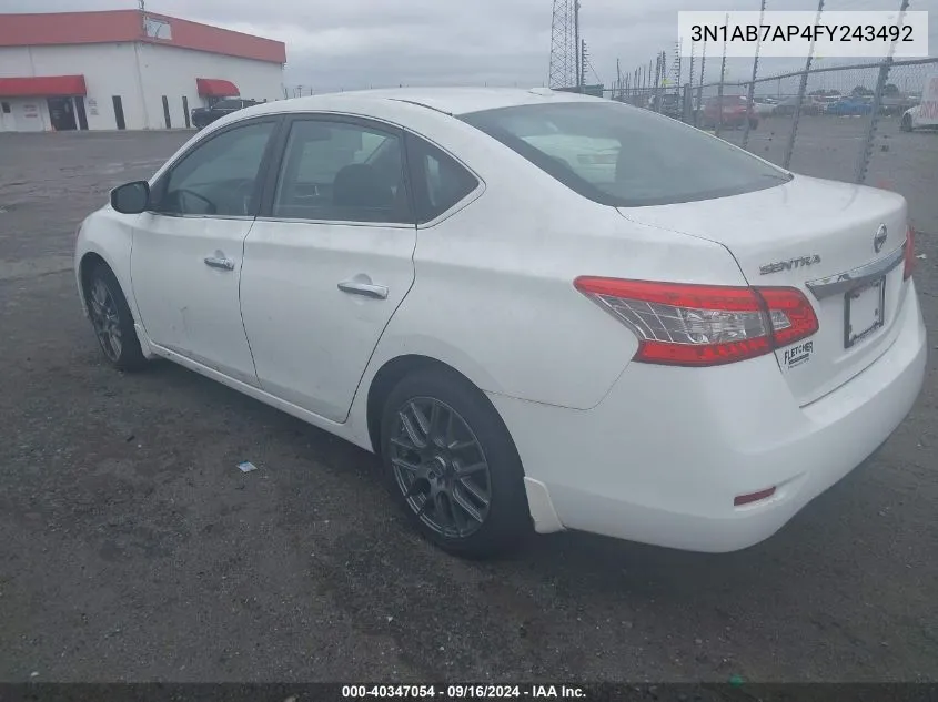 2015 Nissan Sentra Fe+ S/S/Sl/Sr/Sv VIN: 3N1AB7AP4FY243492 Lot: 40347054