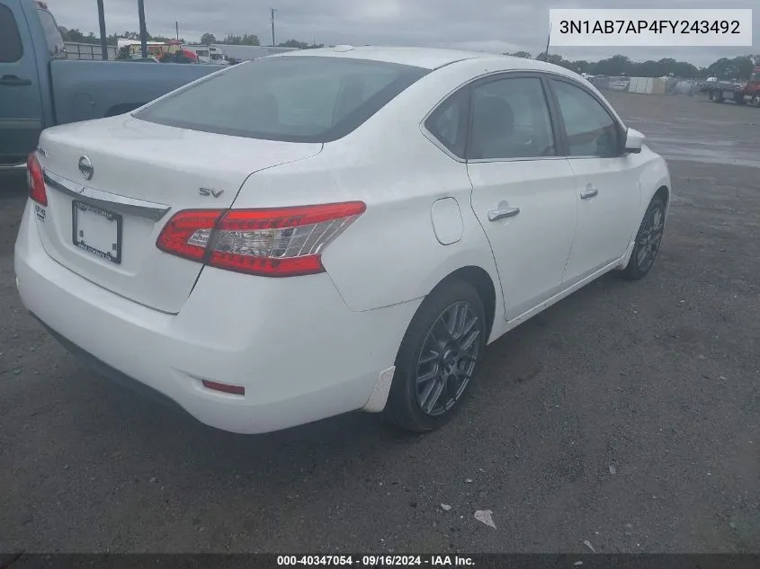 2015 Nissan Sentra Fe+ S/S/Sl/Sr/Sv VIN: 3N1AB7AP4FY243492 Lot: 40347054