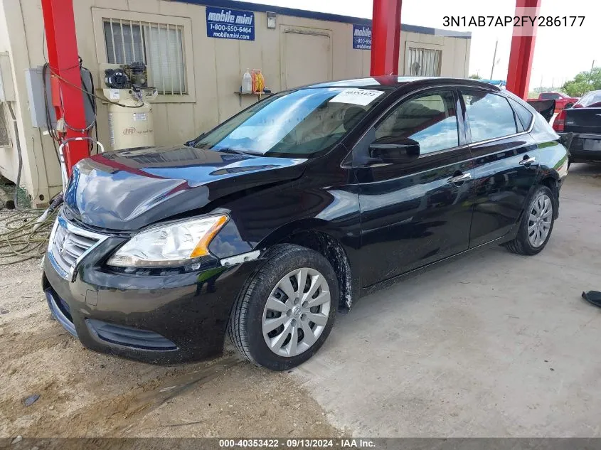 2015 Nissan Sentra S VIN: 3N1AB7AP2FY286177 Lot: 40353422