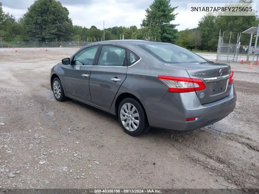 2015 Nissan Sentra S VIN: 3N1AB7AP8FY275605 Lot: 40356198