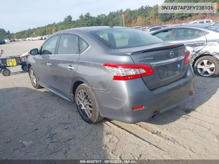 2015 Nissan Sentra S/Sv/Sr/Sl VIN: 3N1AB7AP3FY238106 Lot: 40357517