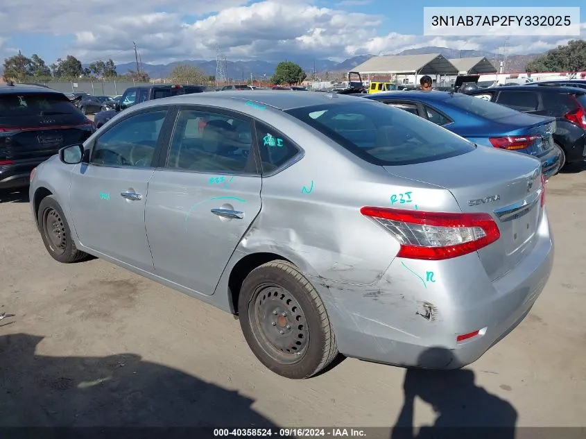 2015 Nissan Sentra Sv VIN: 3N1AB7AP2FY332025 Lot: 40358524