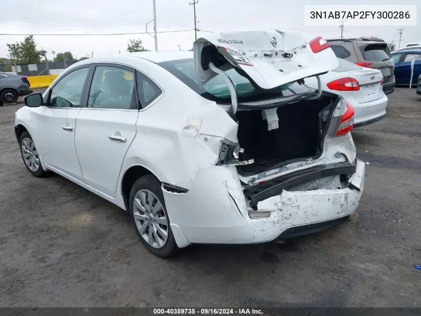 2015 Nissan Sentra S VIN: 3N1AB7AP2FY300286 Lot: 40359735