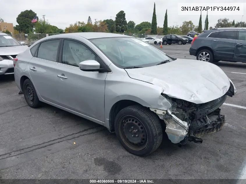 2015 Nissan Sentra S VIN: 3N1AB7AP1FY344974 Lot: 40360505