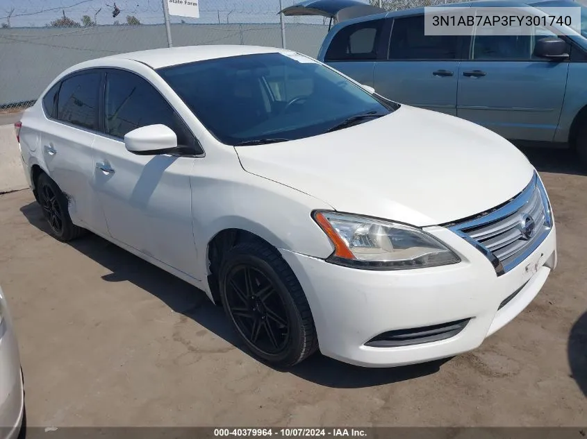 2015 Nissan Sentra Sv VIN: 3N1AB7AP3FY301740 Lot: 40379964