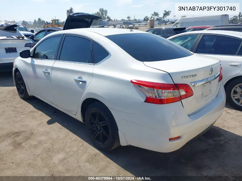 2015 Nissan Sentra Sv VIN: 3N1AB7AP3FY301740 Lot: 40379964