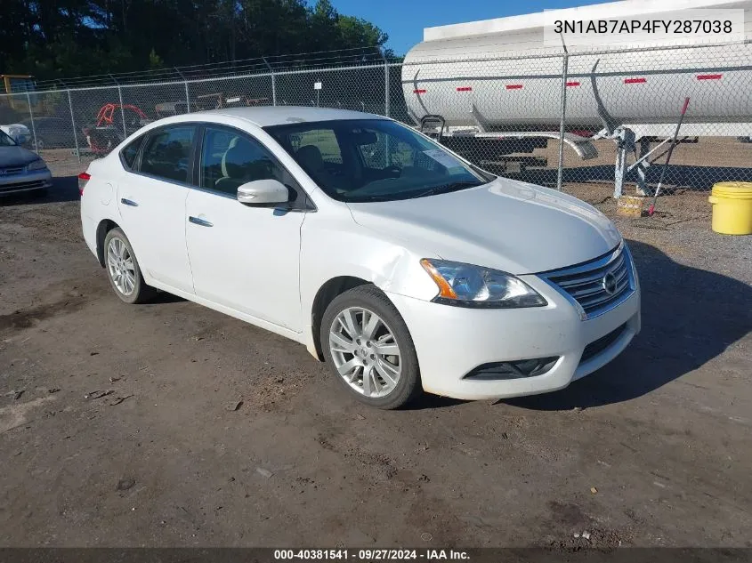 2015 Nissan Sentra Sl VIN: 3N1AB7AP4FY287038 Lot: 40381541