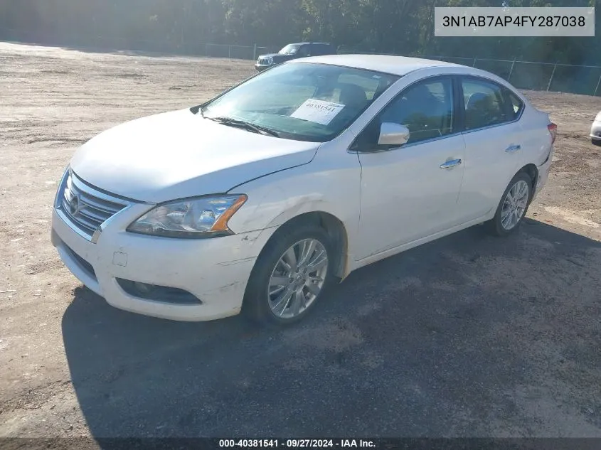 2015 Nissan Sentra Sl VIN: 3N1AB7AP4FY287038 Lot: 40381541