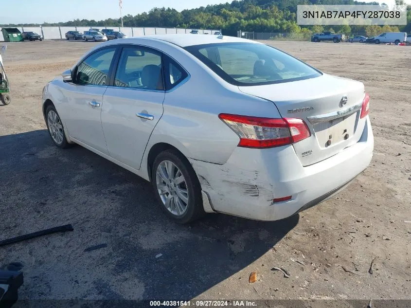 2015 Nissan Sentra Sl VIN: 3N1AB7AP4FY287038 Lot: 40381541