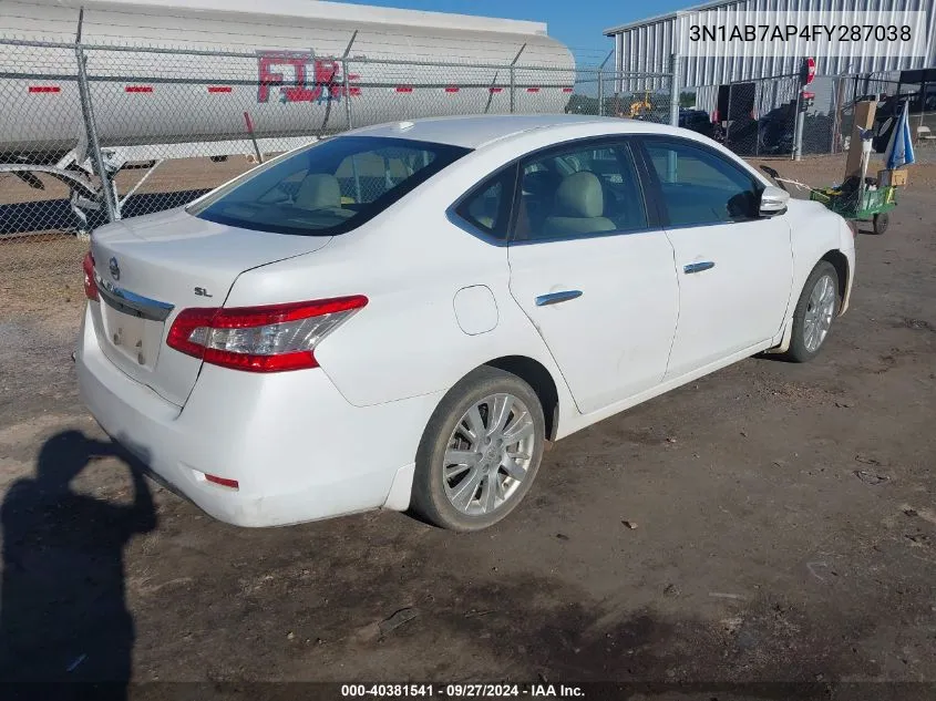 2015 Nissan Sentra Sl VIN: 3N1AB7AP4FY287038 Lot: 40381541